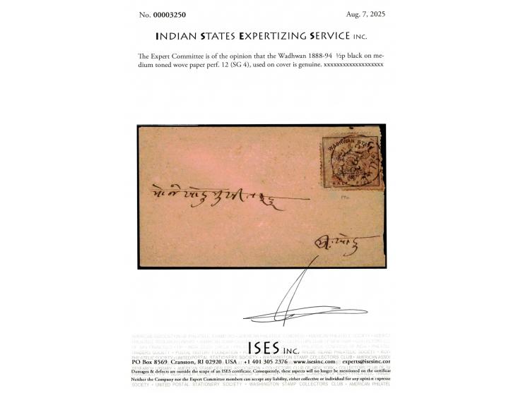 1888-94  ½p black on medium toned wove paper perf. 12 used on local cover tied by native 28mm cds with 45mm 11 MAY 93 cds in 