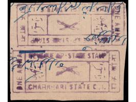 1921  1a violet on vertical laid paper vertical pair with error, stamps tete-beche. This error not previously recorded. With 