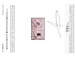 1909  3p rosy-mauve horizontal pair surcharged "2" with SG Type 7 on left stamp and with SG Type 7a on right stamp.  This is 