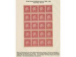 1948-50  3p block of 20 showing the use of two different perforating machines; perf. 11 horizontally and perf. 10¾ vertically