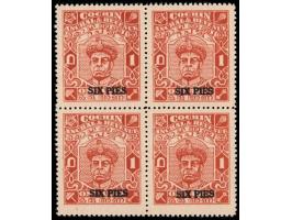 1950  6p on 1a block of four. Unused without gum as issued
