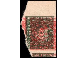 1948-49  2¼a yellow-green Printers waste with ON C G S overprint inverted. The 2¼a stamp is also printed on the reverse but i