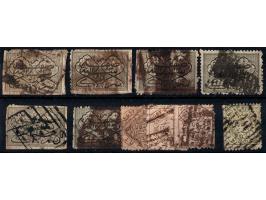 1869  1 anna olive-green (5) &amp; 1870  ½ anna (3) and 2anna  (1) used examples
