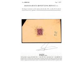 1944  1a violet used on reverse of local cover. 2025 ISES certificate
