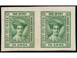 1933  1¼a green imperforate Plate Proof pair. Unused without gum as issued.
