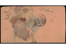 1899  ½a greenish-grey on local cover tied by Karachi cds. Stamp creased from fold and stain on cover
