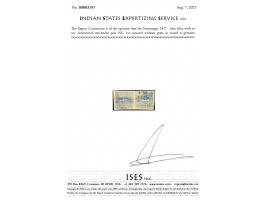 1877  1doc blue with error, horizontal tete-beche pair. Unused without gum as issued. 2025 ISES certificate
