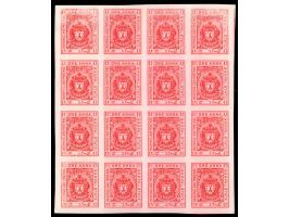 1908  1a orange Imperf Plate Proof in orange, block of 16. 2025 ISES certificate
