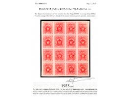 1908  1a orange Imperf Plate Proof in orange, block of 16. 2025 ISES certificate
