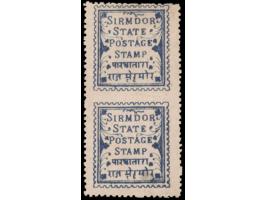 1892  1p blue with error, imperf between vertical pair.
