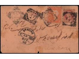 India Queen Victoria ¼a postal stationery postcard additionally franked with 1888  3p orange from Paonta to Lahore (present d