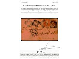 India Queen Victoria ¼a postal stationery postcard additionally franked with 1888  3p orange from Paonta to Lahore (present d