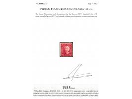 1895  6p error of color, printed in pink instead of green, the color of the 2 anna. This is the only example we have seen in 