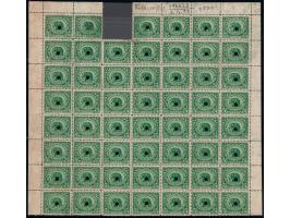1894  3a yellow-green part sheet of 55 stamps from the Waterlow archive with manuscript annotation on margin "file copy", "2.