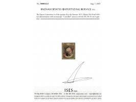 1873  Master Die Proof without denomination with manuscript "Cancelled" across in red ink  with register number "2530" in bla