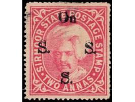 1890  2a pink overprinted On S S S with SG Type 11 with error, partial double overprint. Catalog value for normal stamp £120.