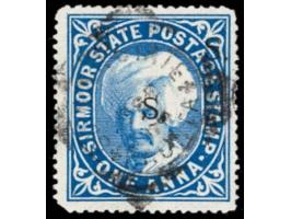 1891  1a bright blue overprinted On S S S with SG type 12 in black with error, dramatic shifting of the overprint resulting i