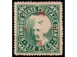 1892-97  6p green overprinted On S S S with SG Type 13 in red with error, first "S" inverted and stop raised
