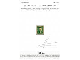 1899  6p deep green overprinted On S S S with SG Type 16. Unpriced in mint condition. 2025 ISES certificate. 
