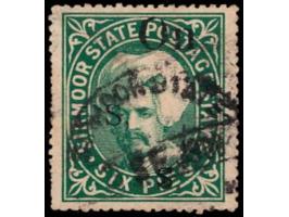 1899-1900  6p deep green overprinted On S S S  with SG Type 17 with error, comma after first "S"
