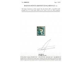 1897  1a grey-blue handstamped On S S S with letters similar to SG Type 14. 2025 ISES certificate

