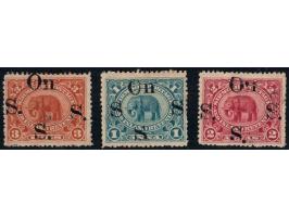 1894-99 3p, 1a and 2a overprinted On S S S  with Type not listed in SG (see footnote in SG after SG 107). These overprints we
