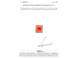 1901   ½a red with error, stamp printed double. Unused without gum as issued. 2025 ISES certificate
