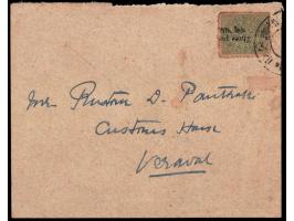 1913  3p on 1a emerald green on toned wove paper with error, surcharge inverted, tied to local cover with double ring native 