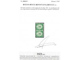 1901  ¼a emerald green with error, imperf between vertical pair. 2025 ISES certificate.
To buy this item please send us an em