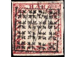 1872  ½a red with double frame lines used with a superb strike of a fancy cancel. Ex. Dan Walker collection. 2025 ISES certif