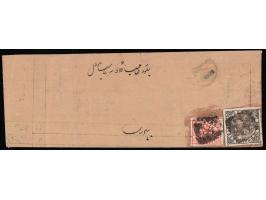 1895  ¼a red imperforate + 1895  ¼a black imperforate with multiple strikes of native cds. Ex. Dan walker collection. 2025 IS