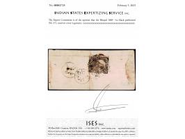 1889  ¼a black perforated  on local cover. Ex. Dan Walker collection. 2025 ISES certificate.
