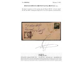 1889-90  1a brown imperf + 1888  ¼a deep green tied to local cover with native cds on reverse. Ex. Dan walker collection. 202