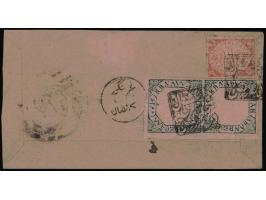 1889-90  2a blue imperforate pair + 1891  ½a red imperforate on registered cover. Ex. Dan Walker collection. 2025 ISES certif