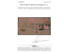 1889-90  2a blue imperforate pair + 1891  ½a red imperforate on registered cover. Ex. Dan Walker collection. 2025 ISES certif