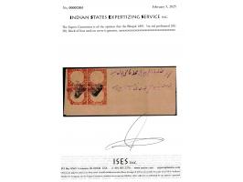 1891  ½a red perforated block of four on local cover. Ex. Dan walker collection. 2025 ISES certificate.
