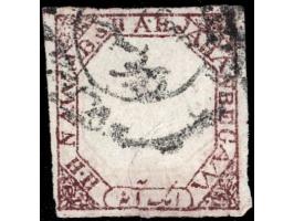 1894-98  4a red-brown with error, stamp printed on both sides, inverted impression on one side in relation to the other. Used