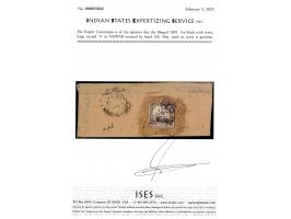 1895  ¼a black with error, large second 'A' in NAWAB inserted by hand on local cover tied by native cds. 2025 ISES certificat