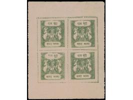 1917  12a sage-green complete sheet of four from the mixed setting, position 1 SG Type 'B' remaining positions SG Type 'C'. U