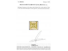 1934  4a olive-yellow SG Type 'E'. Unused without gum as issued.  2025 ISES certificate.  
