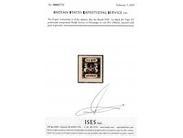 1939  ½a black SG Type 'H' perforated overprinted Bundi Service in Devanagri in red. 2025 ISES certificate.
