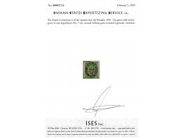 1895  12a green with monogram in rose imperforate. This stamp is not listed with the monogram in rose. Unused without gum as 