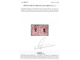 1909  3p rosy mauve surcharged '2' horizontal pair with error, stamps tete-beche. 2025 ISES certificate.   
To buy this item 