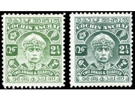 1938  Color Trial of the 2¼a printed in the color of 4p with a normal example on the left for comparison.
