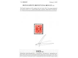1944  10a orange overprinted SG type O9 'ON C G S'. Unissued of Proof status. Unused without gum. 2025 ISES certificate
To bu
