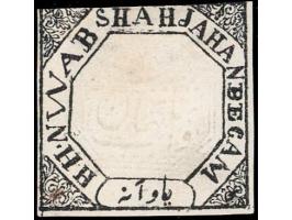 1881  ¼a black imperforate, with error, 'NWAB' instead of NAWAB. Unused without gum as issued. Ex. Dan Walker collection.
To 