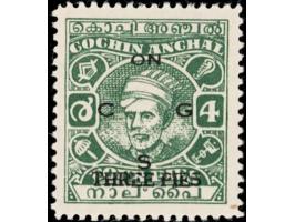 1944  3p on 4p green overprinted 'ON C G S'. Unused without gum as issued.
