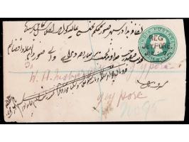 Letter addressed to the King of Jaipur. India Queen Victoria ½ anna postal stationery envelope registered and franked on reve