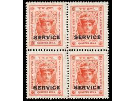 1905  ¼a orange overprinted SERVICE,  block of four. 
