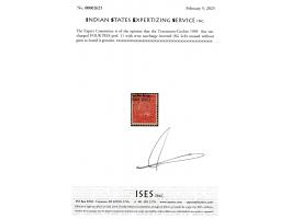 1949  8ca surcharged FOUR PIES perf. 11 with error surcharge inverted. 2025 ISES certificate.
